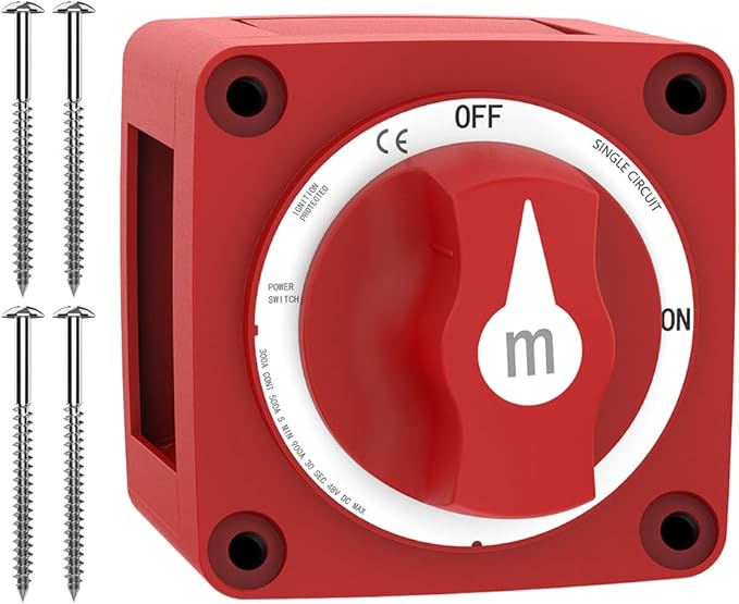 Battery Disconnect Switch, Malictele 300A ON/Off Heavy Duty Cutoff Switch 12V-48V Waterproof Ignition Protected Power Kill Switch with Knob for Marine, Boat, Car, RV, Truck Battery -Single Circuit