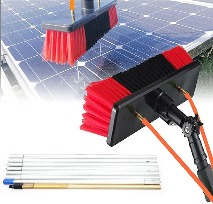 26FT Water Fed Pole Kit, Solar Panel Cleaning Brush and Pole Kit, Telescopic Window Cleaning Brush Outdoor Window Solar Panel Cleaner Extendable Telescopic Pole Water Fed Brush Spray Washer