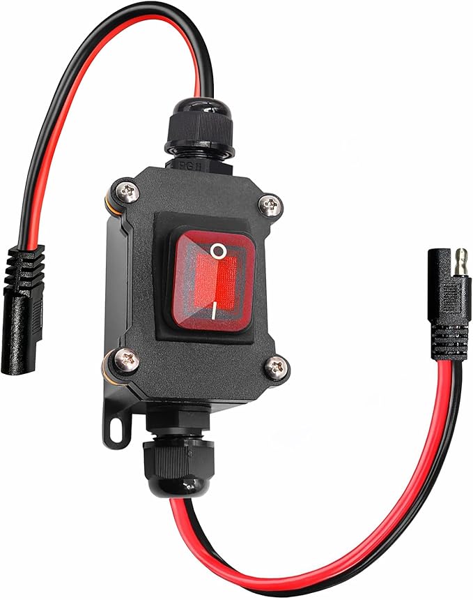 DC 12V Inline Power Switch On/Off Toggle Switch Quick Connect/Disconnect Switchs, Power Header Switches with SAE On/Off Inline Switches for Motorcycle,Boat,Auto, Truck, RV. (SAE HS)