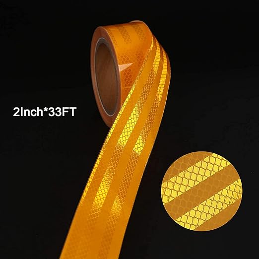 Yellow Reflective Tape, 2 Inch x 65 Feet, High Viscosity Safety Reflective Tape Outdoor Waterproof for Trailers, Bikes, Cars