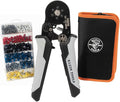 Klein Tools 34061 Ferrule Crimping Tool Set with Ratcheting Hex Crimper Pliers, 1200 Wire Terminals (10-22 AWG), and Soft Carrying Case for Electrical Applications