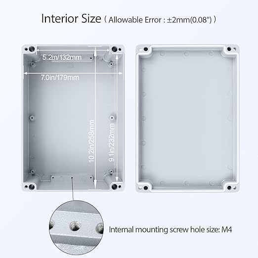 LeMotech Electrical Box, Aluminum Alloy Metal Junction Box, IP67 Waterproof Dustproof Project Box, Outdoor Universal Enclosure, Grey 10.4x7.2x3.7in (265x185x96mm)