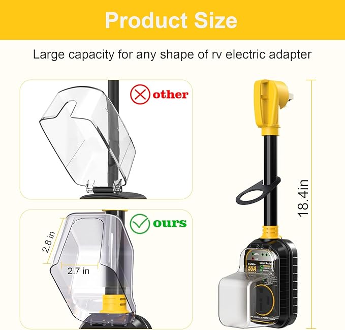 EyGde RV Surge Protector 50 Amp, RV Circuit Analyzer with Waterproof Cover, RV Accessories Power Voltage Protection Guard for Camper Travel Trailers