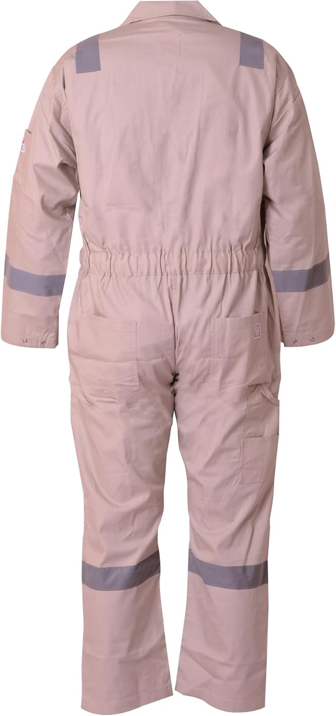 Flame Resistant FR Hi Vis Coveralls for Men NFPA 2112 Complied 7oz Overall for Men Reflective Tape 6 Pockets Coverall