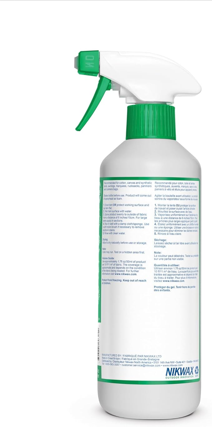 Nikwax Tent & Gear SolarWash, Cleaning, Waterproofing and UV Protector, Cleaner, Maintenance, Restores DWR Water Repellency on Outdoor Gear, Rain Fly, Canvas, Covers, Tarps, Backpacks, Accessories
