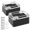 LeMotech Junction Box with Clear Cover IP65 Waterproof Project Box Dustproof ABS Plastic Electrical Project Boxes Universal Enclosure, Black 2.4"x 2.2"x 1.3"(63x58x35mm)(Pack of 2)