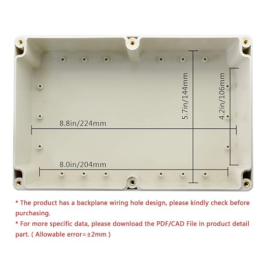 LeMotech Waterproof Dustproof IP65 ABS Plastic Junction Box Universal Electric Project Enclosure Pale Gray 9.0 x 5.9 x 3.4 inch (230 x 150 x 87 mm)