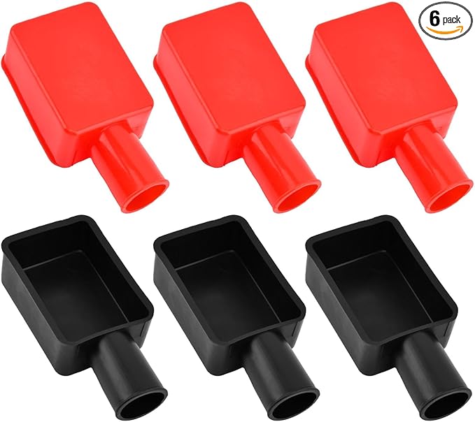 6pcs Battery Terminal Cover, Soft Rubber Car Insulating Battery Cover, Red and Black Positive and Negative Insulating Stud Covers Battery Post Cover for Car Motorcycle Truck Boat