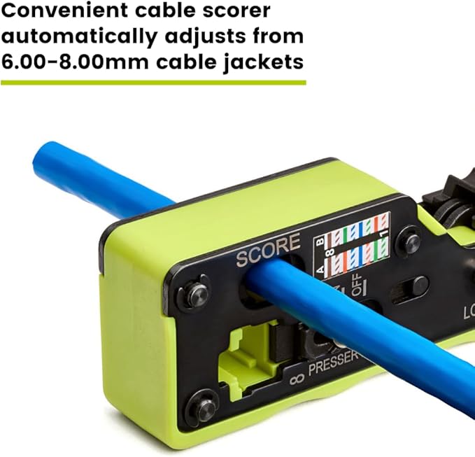 trueCABLE Crimp Tool for Pass Through RJ45 All-in-One Ethernet Tool: Crimp, Cut, Score - Works with Cat5e, Cat6, Cat6A Shielded and Unshielded Connectors