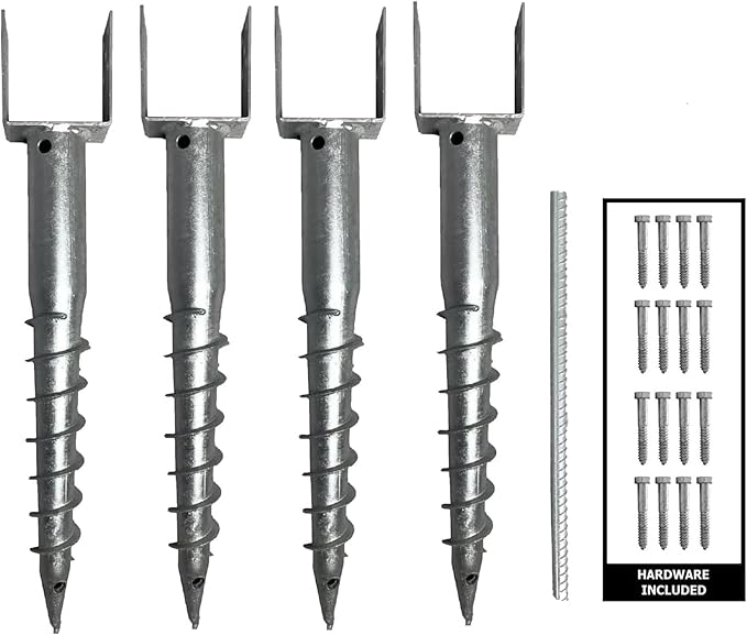 Ashman Ground Screw (4 Pack), No Dig, U-Model Screw in Post Stake - 27" Inch Long, Fits Standard 4x4 (3.5" X 3.5" Inch) Great for Mailbox Posts.