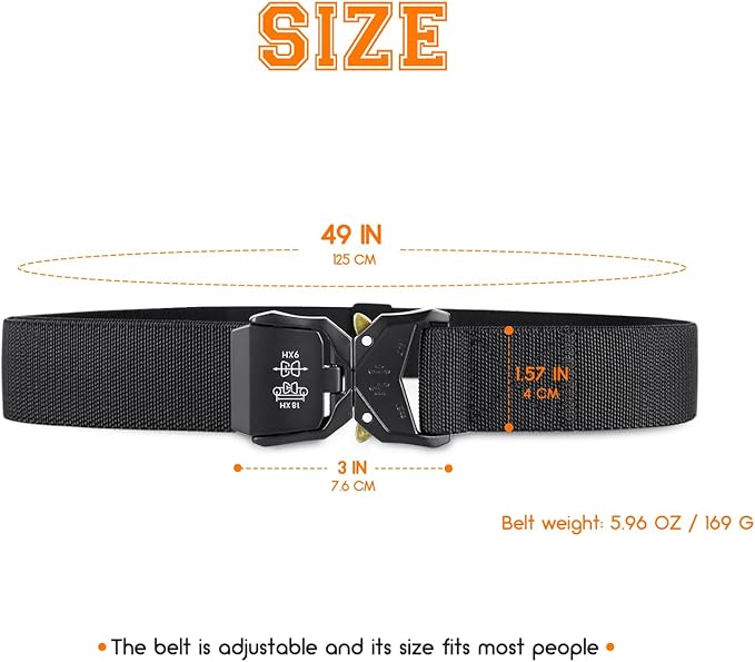 Tactical Belt for Men and Women, Military Work Belt Nylon with Quick-Release Buckle, Gift with Molle Pouch & Clip