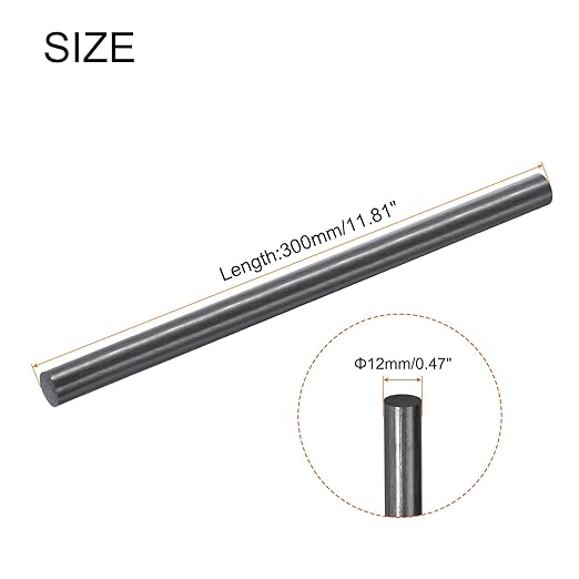 MECCANIXITY Carbon Fiber Rod, 12mm x 300mm Carbon Rod Bar for RC Airplane DIY Craft Kite Wing Tube Quadcopter Arm Repair Pack of 4