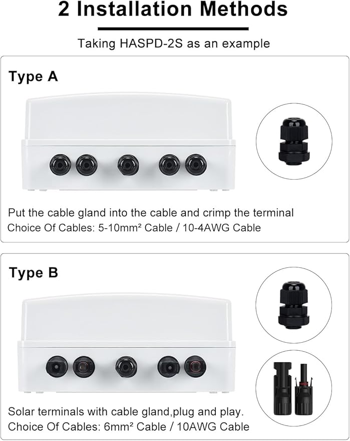 DIHOOL Solar Panel Disconnect Switch Box 40 Amp DC Circuit Breaker Box, 1000V PV Combiner Box for RV