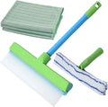 Recyclable Silicone Window Squeegee Kit, Window Cleaning Kit, Glass Cleaning Tools with Silicone Squeegee & Microfiber Scrubber for Shower Glass Mirror Door Car (Green)