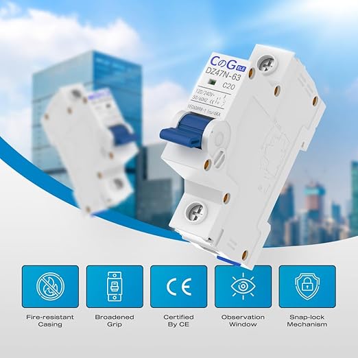 AC Miniature Circuit Breaker, CGELE 20 Amp 1 Pole 120/240V Solar AC Disconnect Switch Thermal Magnetic Trip Din Rail Mount