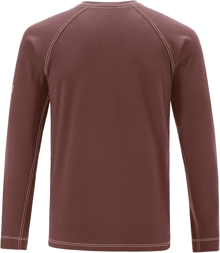 FR Shirts for Men Light Weight Flame Resistant Henley Shirts Long Sleeve Shirts HRC2/CAT2 6.5oz 100% Cotton