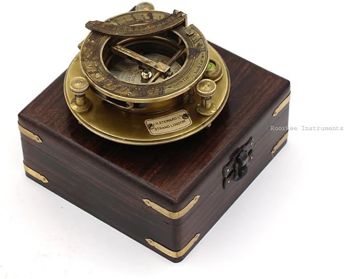 Compass Gift for Mom/Dad, Antique Nautical Directional Magnetic Sundial Pocket Compass Gifts for Women/Men with Leather Case or Wooden Box, Baptism 2026 Communion Christian Luxury Gift, Anniversary