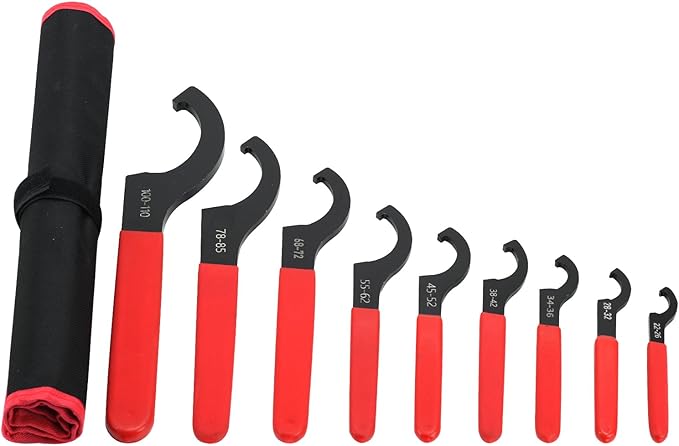 9 PCS Coilover Spanner Wrench Set, Universal Adjustable Shock Wrench, Carbon Steel Wrench