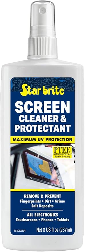 STAR BRITE Screen Cleaner & Protectant; Clean & Protect Phones, Tablets, Sunglasses, Helmet Visors, Touchscreens & More. Shed Fingerprints, Grime, Salt Water & Increase Rain Visibility (088308)
