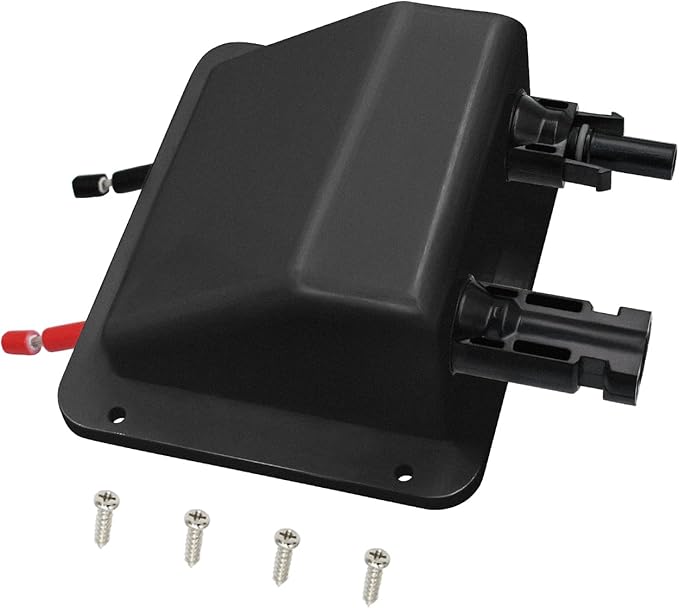 Waterproof Double Solar Cable Entry Gland,UV Resistance Dual Cable Entry Housing for Rv, Boat,Camper (with 0.33ft Cable (Black Entry Gland))