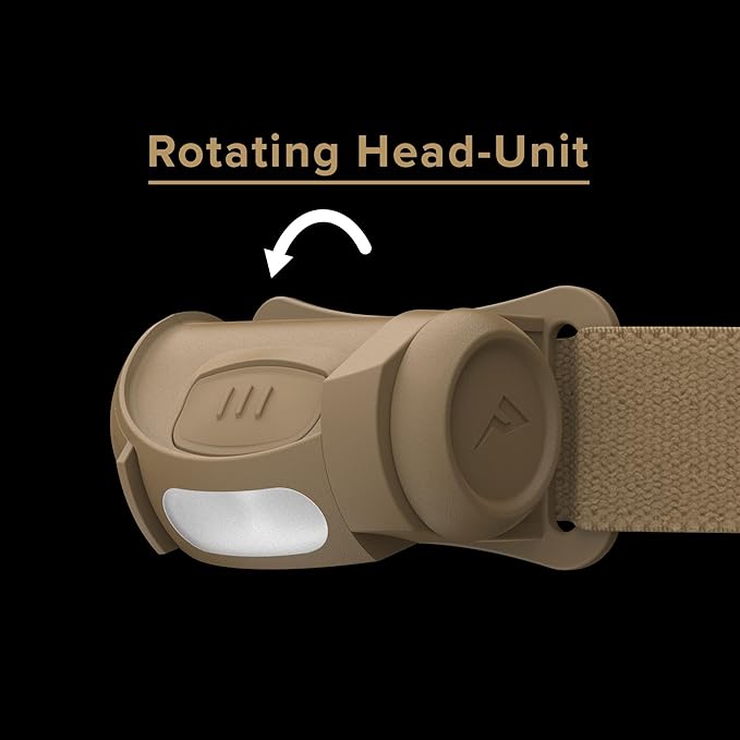 Princeton Tec Fred Headlamp 200 Lumens Dimmable Ultrabright White LED, IPX4 Water Resistance and 41 Hour Burn Time, Perfect for Hiking, Camping, Hunting, Fishing, and Safety Preparedness, Tan