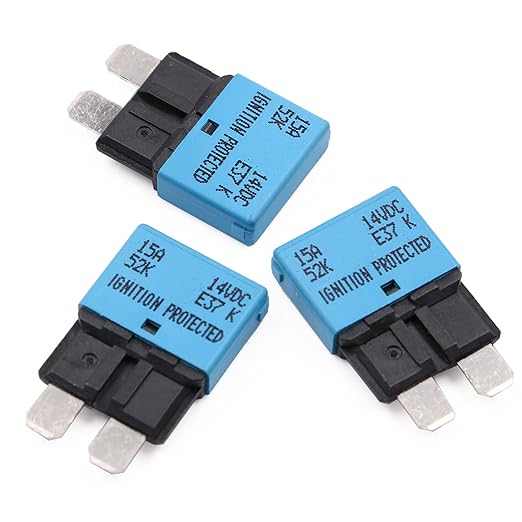 12V 15A Auto Reset Fuse Circuit Breaker ATO/ATC Low Profile Blade Self Resetting Fuses Breakers 12 Volt DC 15 Amp for Car RV Automotive Solar Motors Boat Marine - UL Certified - 3 Pack