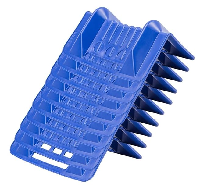 Mytee Products (10 Pack) 4" x 4" x 10" Blue Corner Protector V Shaped Flatbed Edge Guards with Carrying Case - Cargo Load Corner Edge Protector and Tie-Down Strap Guard for Flatbed