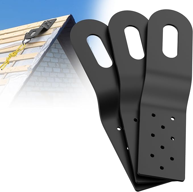Roof Safety Anchor,Permanent Roof Anchor For Fall Protection Connects To Wood Surfaces,Metal Roofing Anchor Use With Roofing Harness, Safety Ropes And Other Roof Safety Kit (Black - 3 Pack)