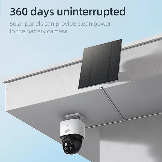 5W Solar Panel for Security Camera, Solar Panel with Micro USB & USB-C Port for DC 5V Outdoor Rechargeable Battery Camera, IP65 Waterproof, 360° Adjustable Security Mount, 9.8ft Cable(White 1PC)