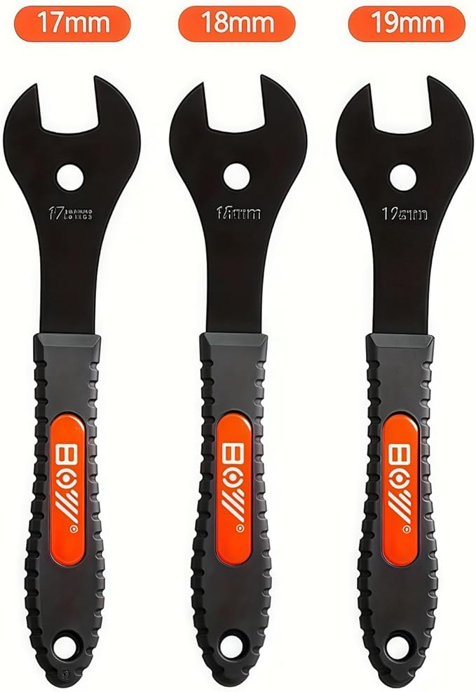 3PCS Bike Cone Wrench Set Tool, Bicycle Wheel Hub Axle Nut Install Remover Cycling Spanner (17-18-19mm)