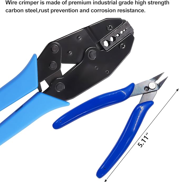 mxuteuk Coaxial Cable Tool Kit,BNC Crimp Tool with 8PCS BNC/UHF Crimp Male Connectors 1PCS Coaxial Cable Stripper 1PCS Wire Cutter for RG58, RG59, RG62, RG174