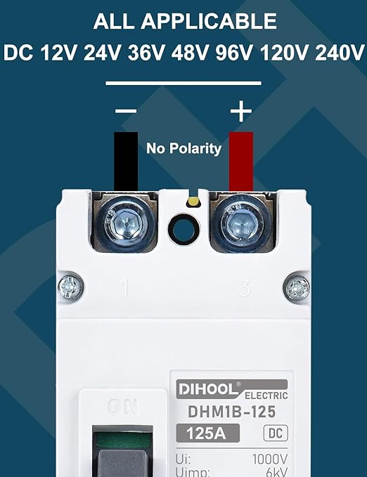 DIHOOL 125 Amp DC Circuit Breaker, Battery Disconnect Switch for Power Station Solar System