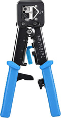 Cable Matters Modular RJ45 Crimp Tool for Pass-Through Connectors (Pass-Through Ethernet Crimper) with Built-in Wire Cutter and Stripper - 10-Pack Cat6 RJ45 Connectors Included