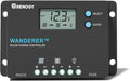 Renogy Wanderer 10A Solar Charge Controller - 12V/24V PWM Auto-Detect, LCD Display, USB & Lithium Support, Waterproof for RV Marine Off-Grid