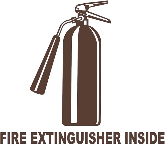 Fire Extinguisher Inside w/Symbol Trucking Business Vinyl Decal Sticker Brown