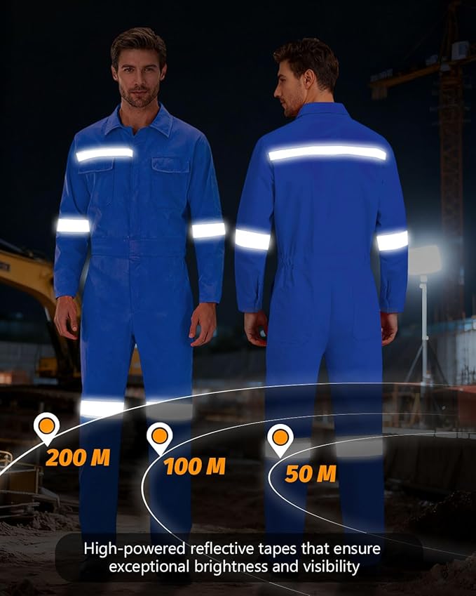 Mens Workwear Coveralls Work Mechanic Jumpsuits Long Sleeve Coverall Work Wear Multi Pockets