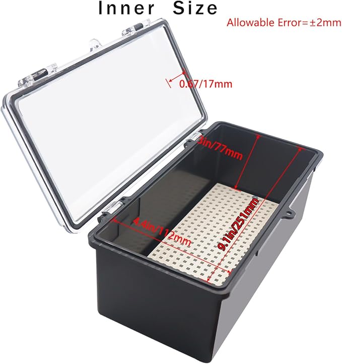 Junction Box, Hinged Black Clear Cover IP67 Waterproof ABS Project Box with Mounting Plate Electrical Box Enclosure with Wall Bracket 10.6 x 5.1 x 4.3inch(270x130x110mm)