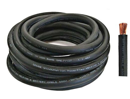 WNI 4 Gauge 15 Feet Black 4 AWG Ultra Flexible Welding Battery Copper Cable Wire - Made in The USA - Car, Inverter, RV, Solar