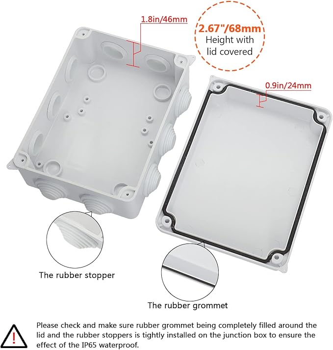 LeMotech ABS Plastic Dustproof Waterproof IP65 Junction Box Universal Electrical Project Enclosure White 5.9 x 4.3 x 2.8 inch (150 x 110 x 70 mm)(Pack of 2)