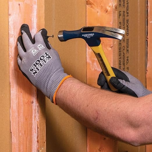 KLEIN TOOLS 60583 Work Gloves, Knit Dipped Cut Resistant ANSI A2 Nitrile Coated Gloves, HPPE Fabric, Touchscreen Capable, Small, 2-Pair
