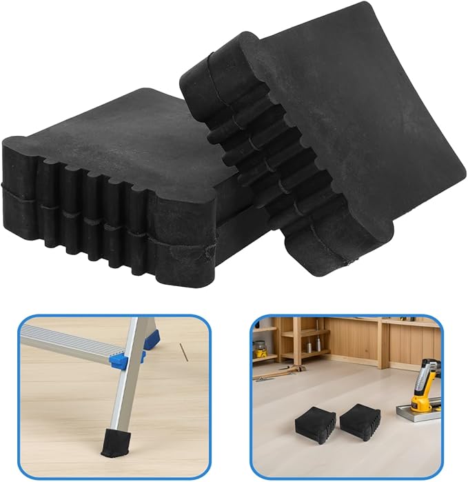 2 Pack Ladder Feet Pads Non Slip Rubber Replacement Covers for Step Ladder Feet Cushion Floor Protectors Anti Skid Stabilizer Pads for Indoor Outdoor Use
