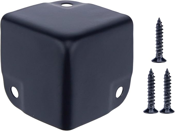 8 Pack Black Metal Shelf Edge Protector Cabinets Speaker Corners for Flight Case Hardware Screws