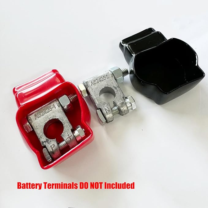 Ampper Top Post Flexible Battery Terminal Cover, Battery Terminal Clamp Insulator Protector W/Washers for Car, Vehicle, RV and Boat (Military Spec, 4 Sets)