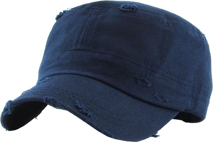 Funky Junque Distressed Military Hat – Newsboy Hats for Women, Short Brim Army Baseball Cap, Womens Cadet Hat Trendy Style