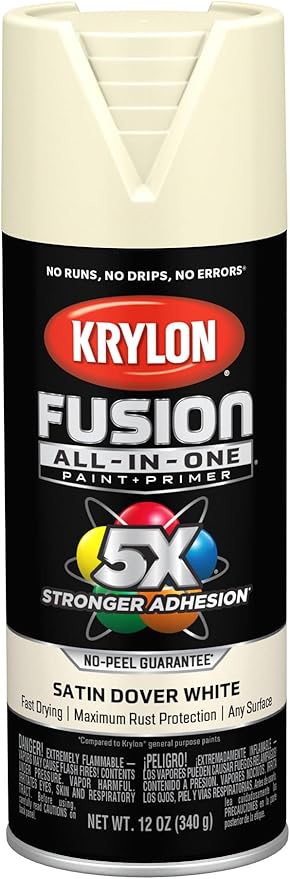 Krylon Fusion All-In-One Adhesive Spray Paint for Indoor/Outdoor Use, 12 oz, Dover White