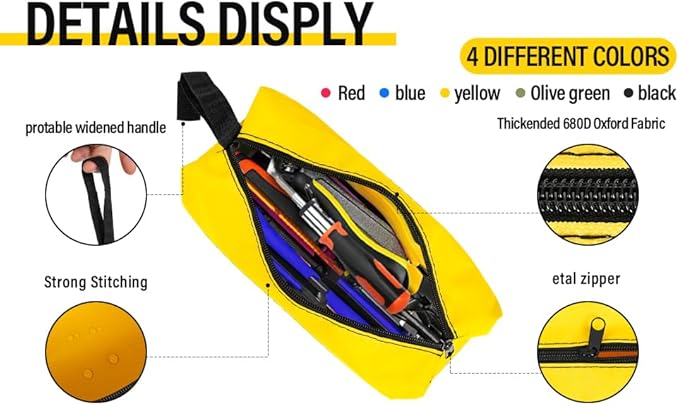 3/5 pack small Tool Organizer bags zipper canvas Pouch screwdriver pencil storage pouches Pockets
