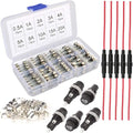 Fast-blow Glass Fuses - 150pcs Assorted Kit + Fuse Holders (AGC Inline, Panel Mount Types) + 30pcs Fuse Seats