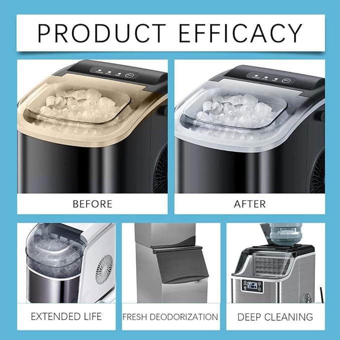 Ice Machine Cleaner Maker Descaler - 12 Clean Tablets for Frigidair e Ice Machine, Helps Remove Hard Water and Mineral Buildup for Great-Tasting Ice