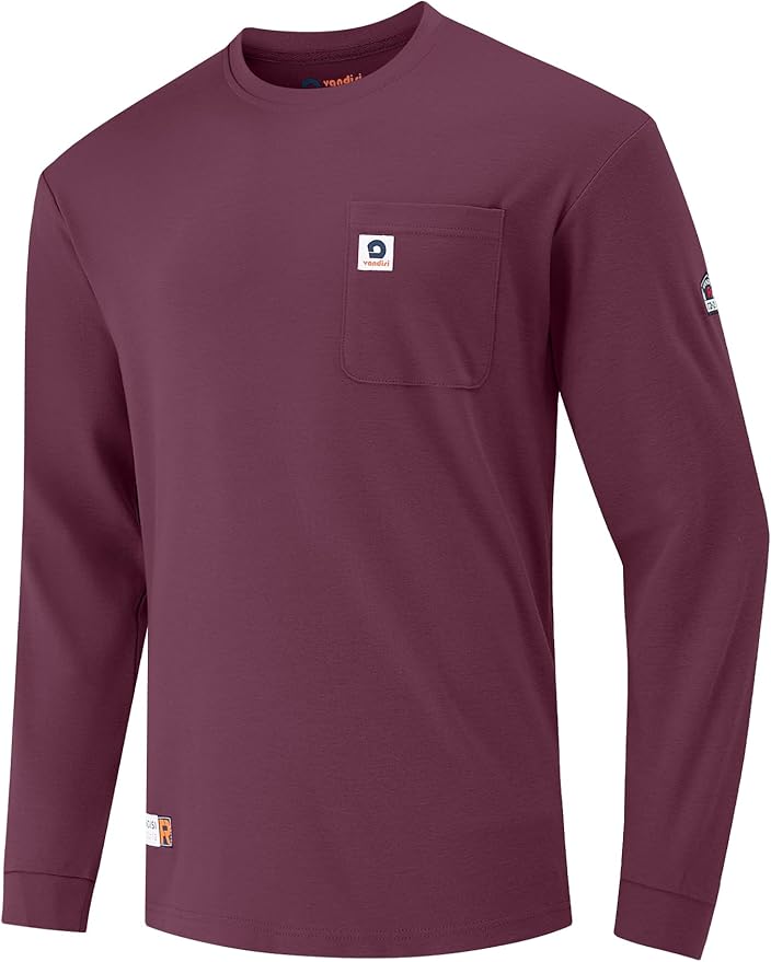 FR Shirts for Men 6.5oz Lightweight Fire Resistant Shirts for Men Long Sleeve NFPA2112/CAT2