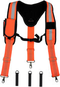 Heavy Duty Tool Belt Suspenders for Men 3 Point Padded Suspenders with Attachment Loops for Men